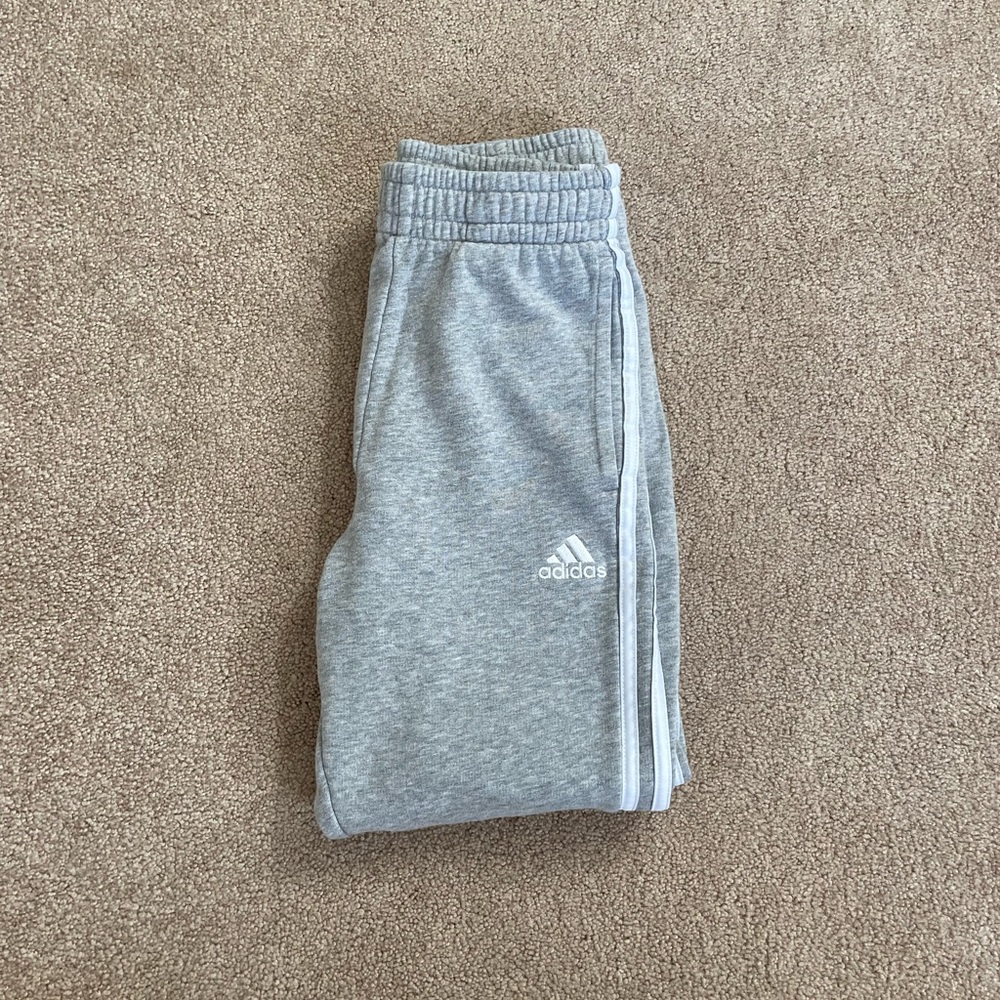 Grey and White Adidas Sweatpants